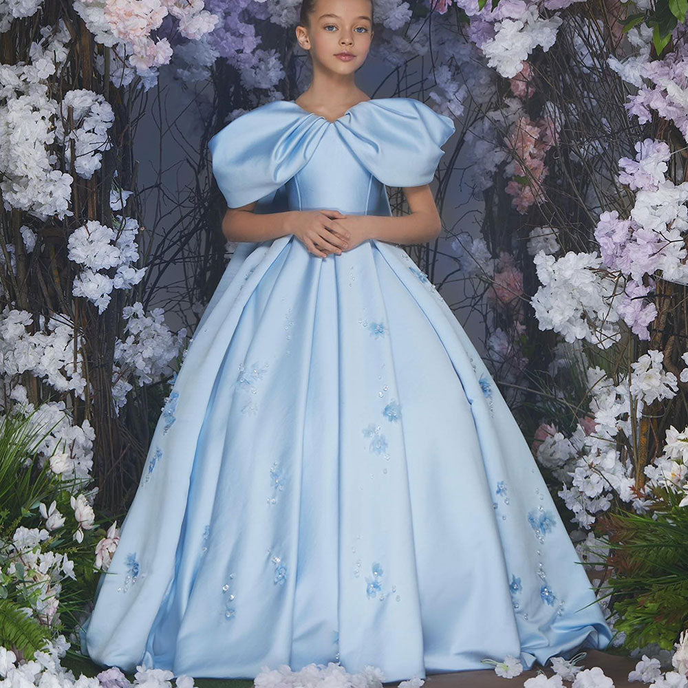 Luxury Blue Dubai Girl Dress Beaded Crystal Arabic Princess J379 – Jill Wish
