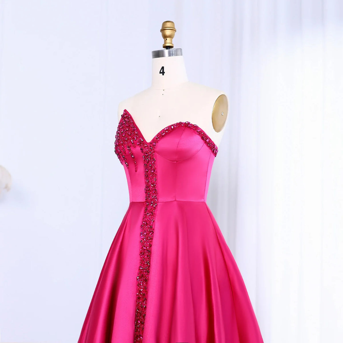 Arab Dubai Elegant Crystal Black Strapless Evening Dresses Side Slit SS364