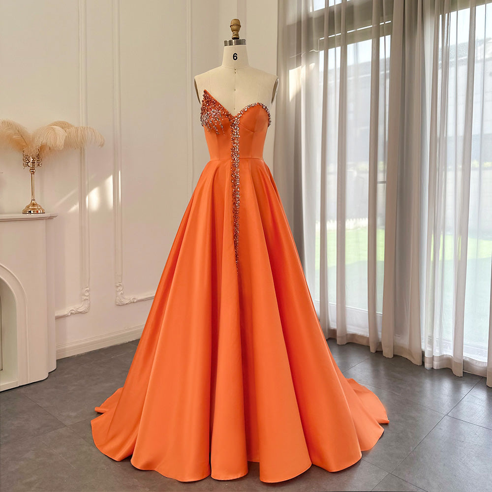 Arab Dubai Elegant Crystal Black Strapless Evening Dresses Side Slit SS364