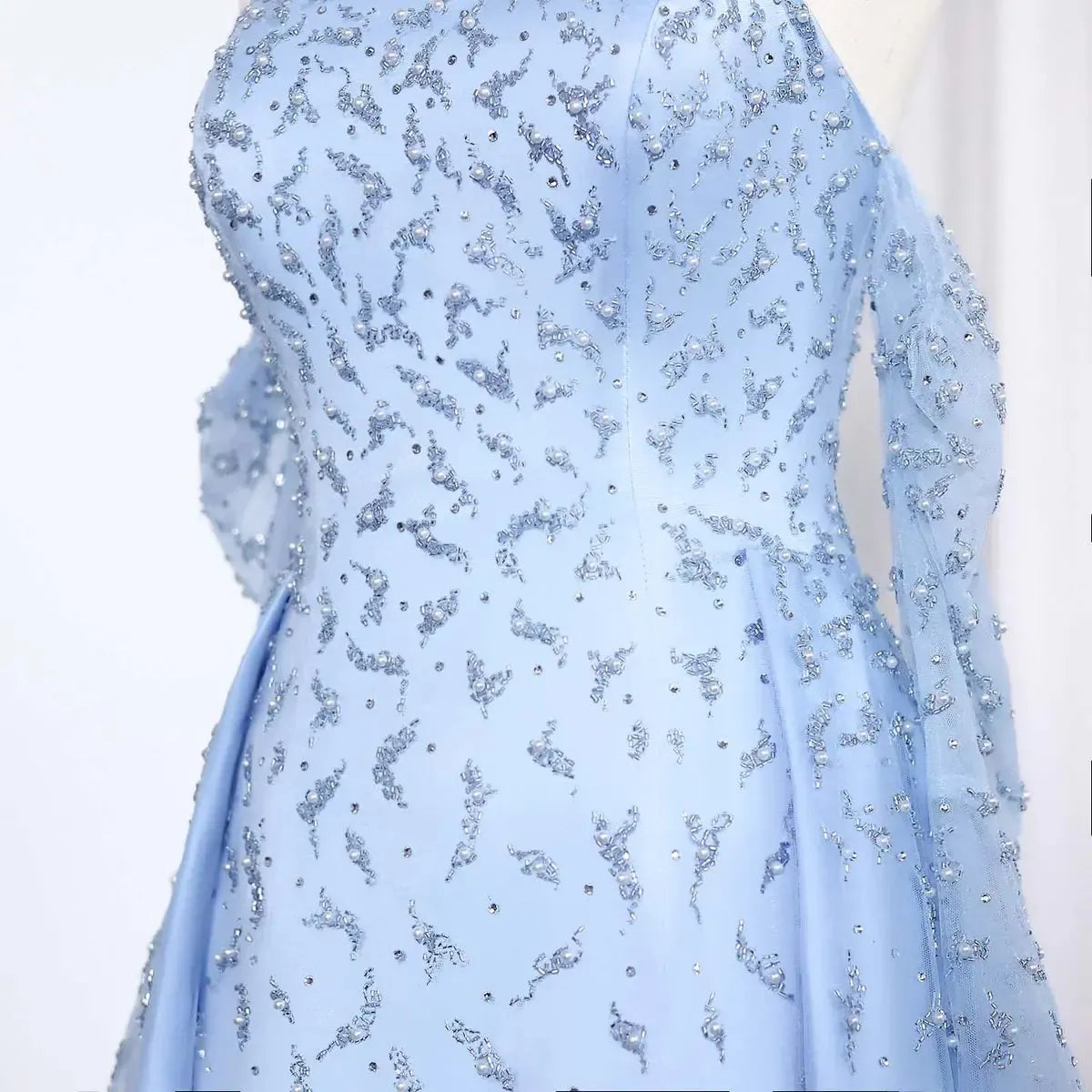 Arab Dubai Evening Dress Silver Gray Woman Wedding Party Prom Formal Gowns SS484