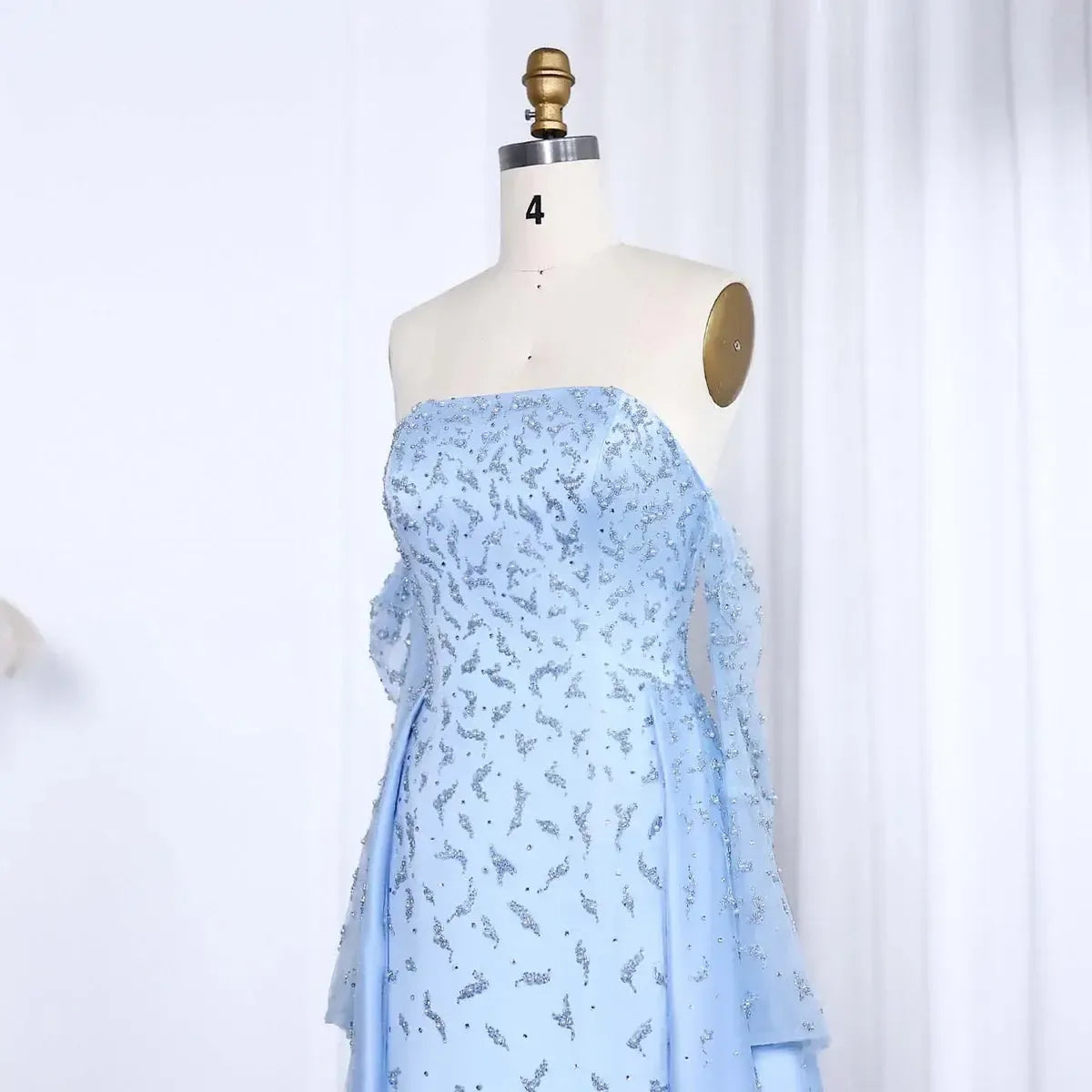 Arab Dubai Evening Dress Silver Gray Woman Wedding Party Prom Formal Gowns SS484