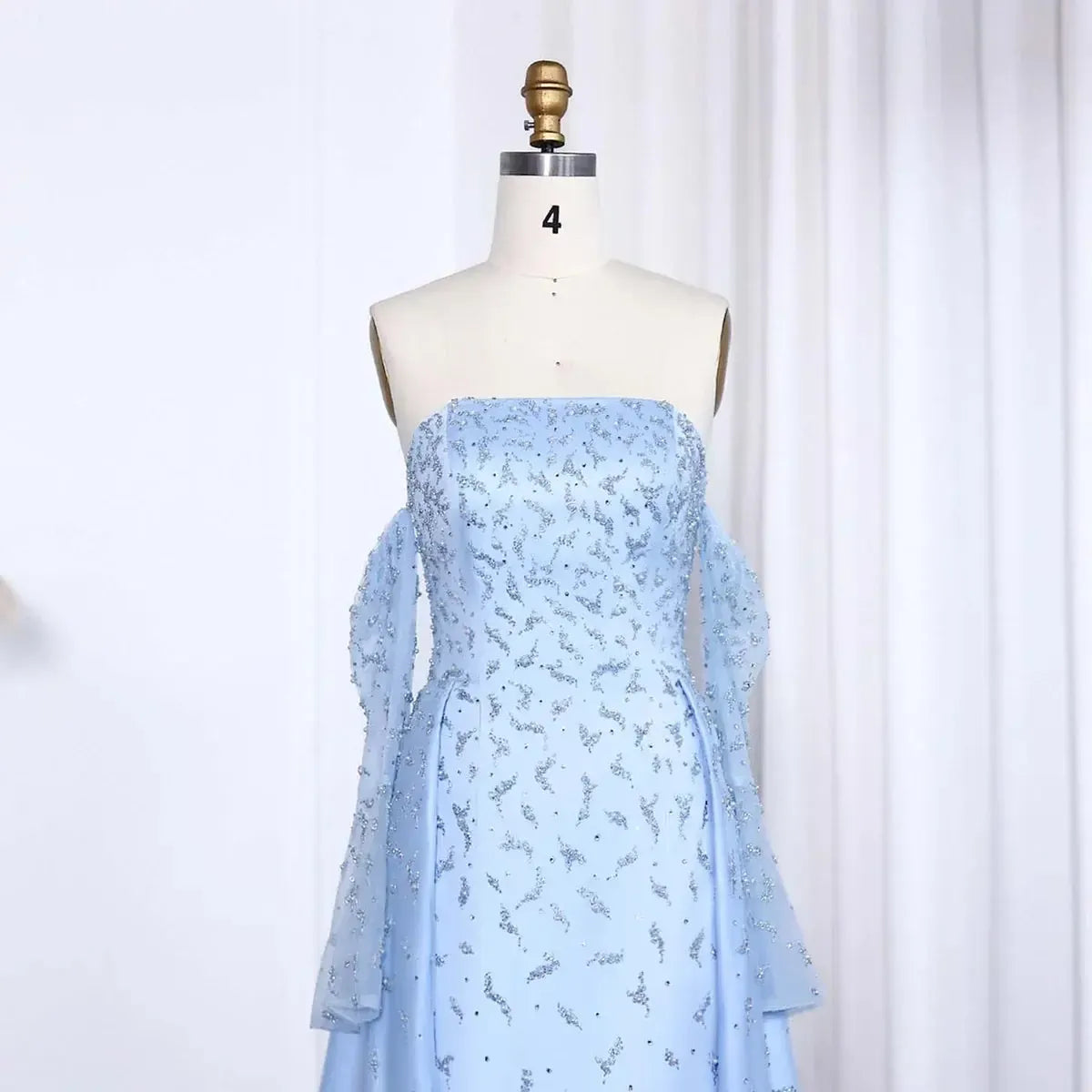 Arab Dubai Evening Dress Silver Gray Woman Wedding Party Prom Formal Gowns SS484