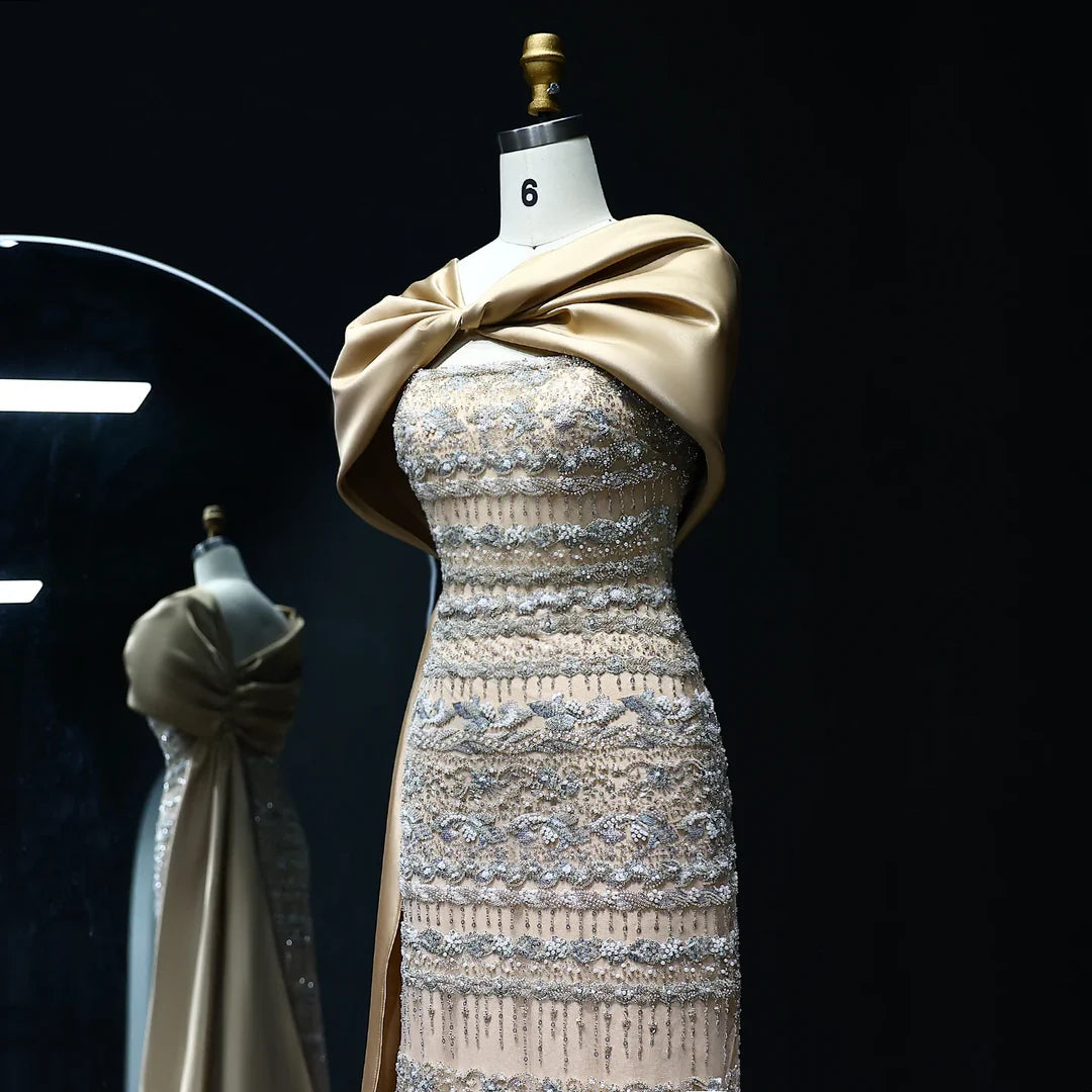 Arabic Luxury Dubai Evening Dress with Cape SS238B