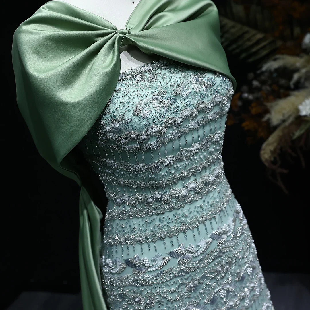 Arabic Luxury Dubai Evening Dress with Cape SS238B