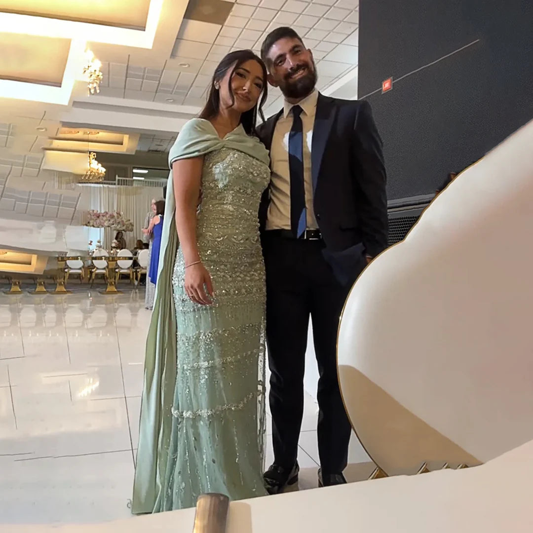 Arabic Luxury Dubai Evening Dress with Cape SS238B