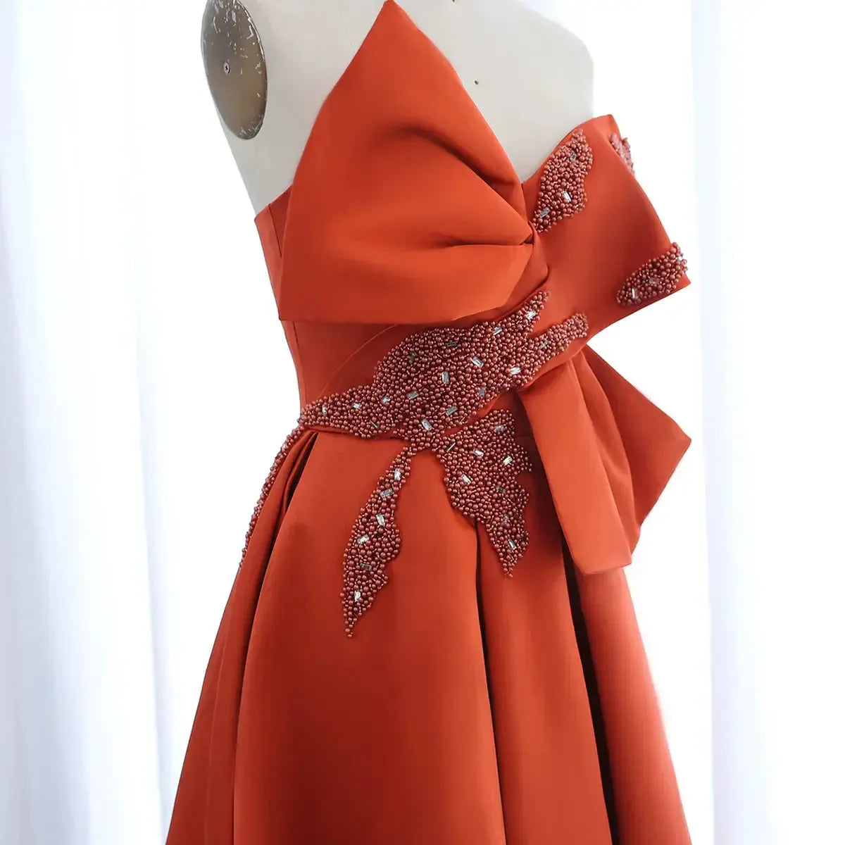 Arabic Orange Satin Dubai Evening Dress SS338