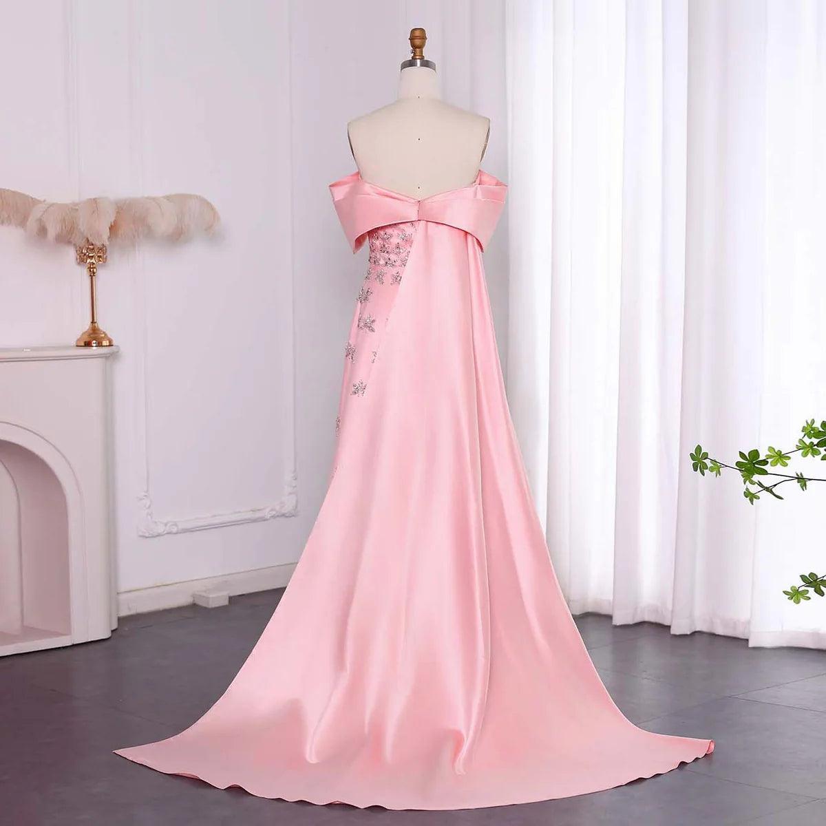 Arabic Yellow Satin Luxury Dubai Evening Dress with Cape 2024 Elegant Off Shoulder Women Wedding Party Gowns SS455