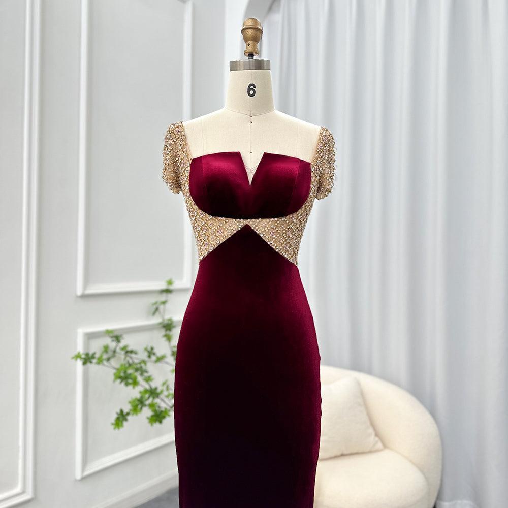 Black Midi Straight Evening Dresses 2023 Luxury Dubai Crystal Ankle Length Arabic Women Wedding Party Gowns SS282
