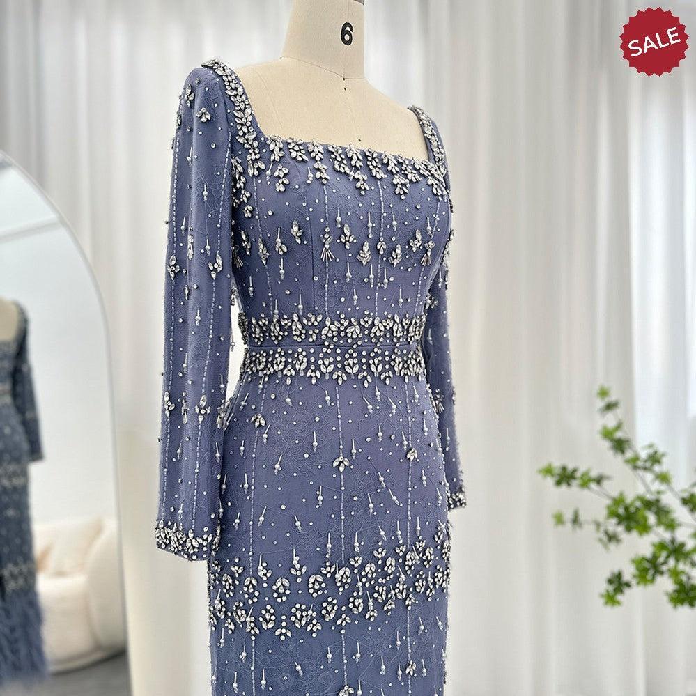 Bling Gray Mermaid Arabic Evening Dress with Cape Luxury Feather Dubai Formal Dresses for Women Wedding Party SS279