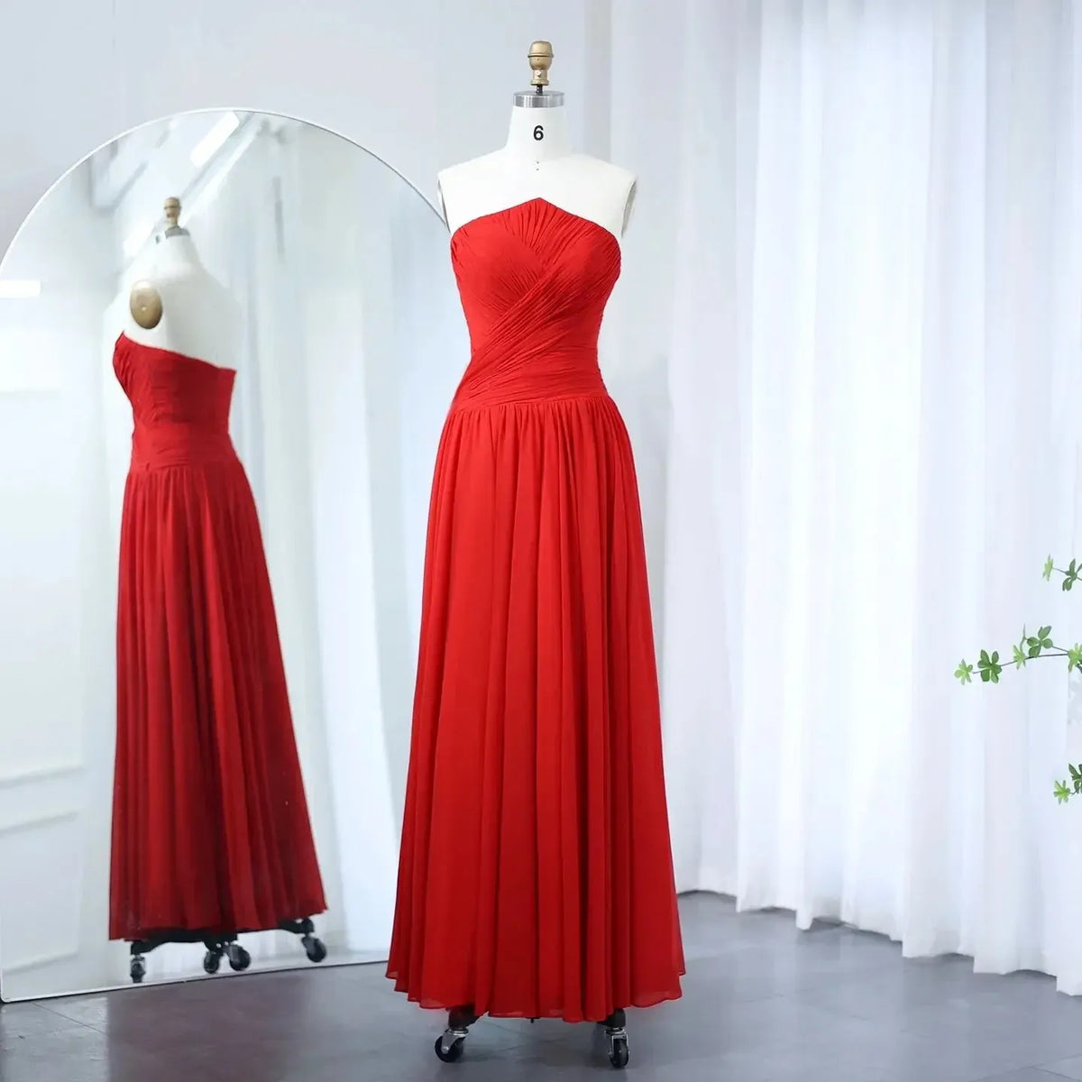 Burgundy Chiffon Long Arabic Evening Dress for Women 2024 Elegant Dubai Wedding Guest Party Gowns with Slit SF141