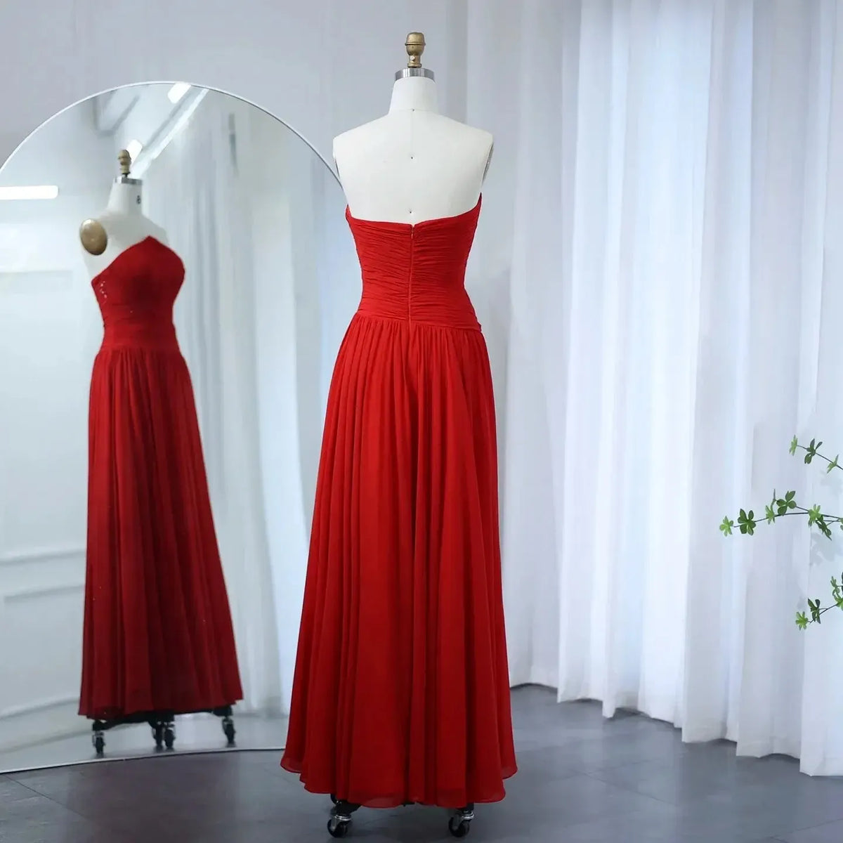 Burgundy Chiffon Long Arabic Evening Dress for Women 2024 Elegant Dubai Wedding Guest Party Gowns with Slit SF141