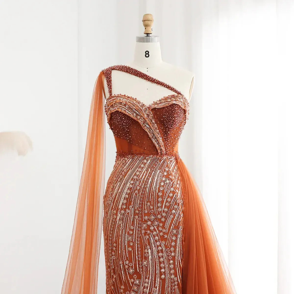 Burgundy One Shoulder Mermaid Evening Dresses with Cape Overskirt Women Wedding Party Long Prom Formal Gowns SS129