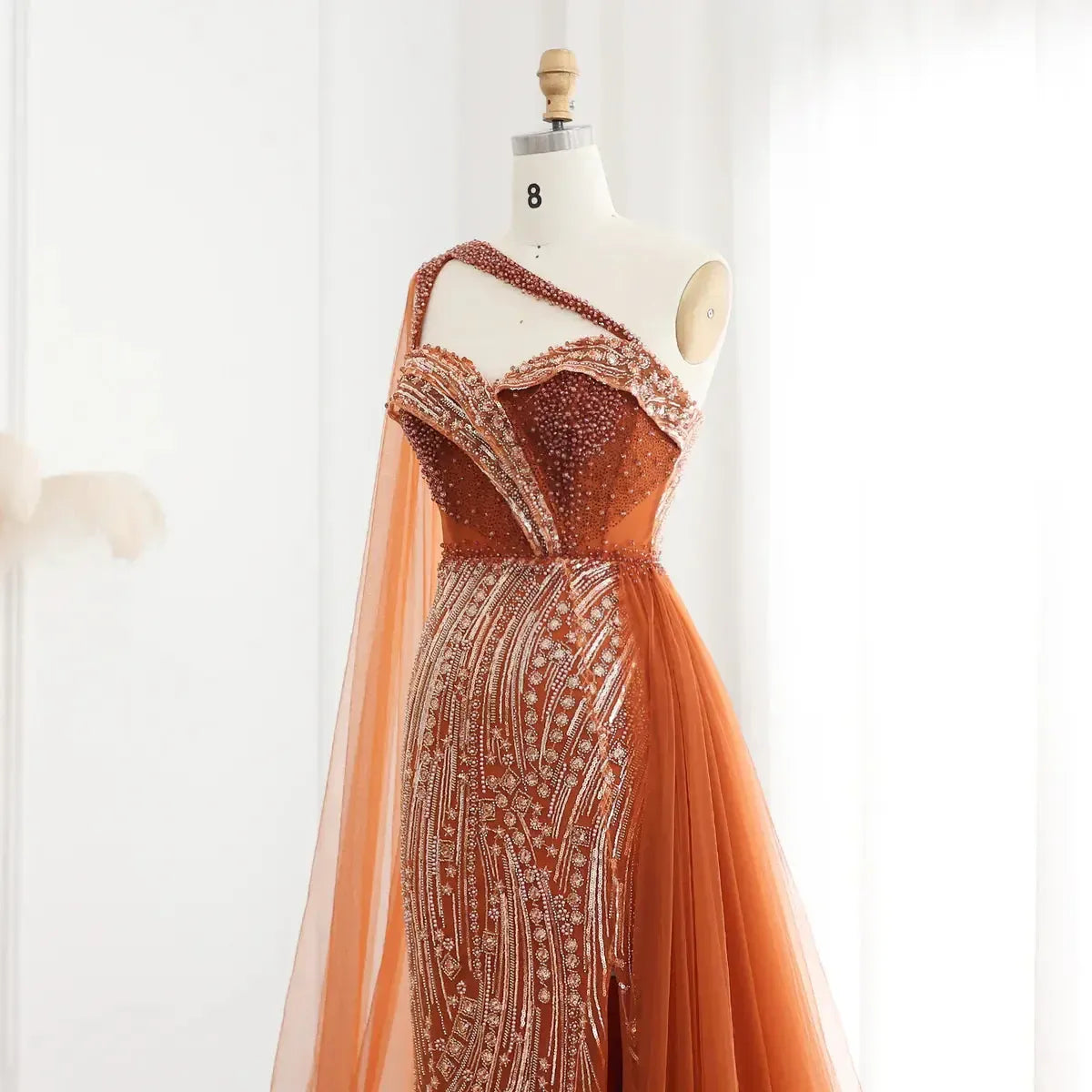 Burgundy One Shoulder Mermaid Evening Dresses with Cape Overskirt Women Wedding Party Long Prom Formal Gowns SS129