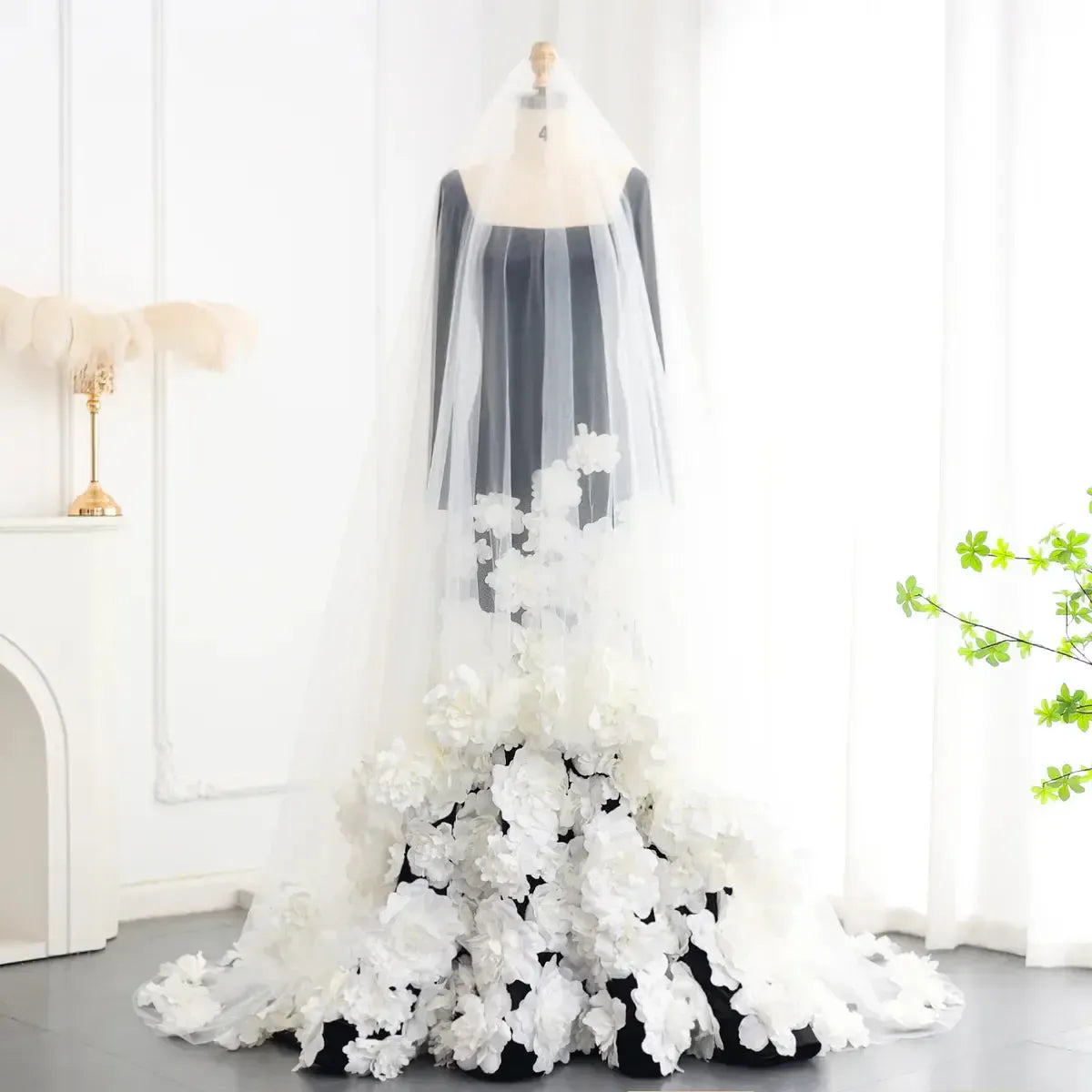 Chic 3D Flowers Black Velvet Mermaid Evening Dresses with Gloves Strapless Arabic Women Wedding Party Gowns SS248