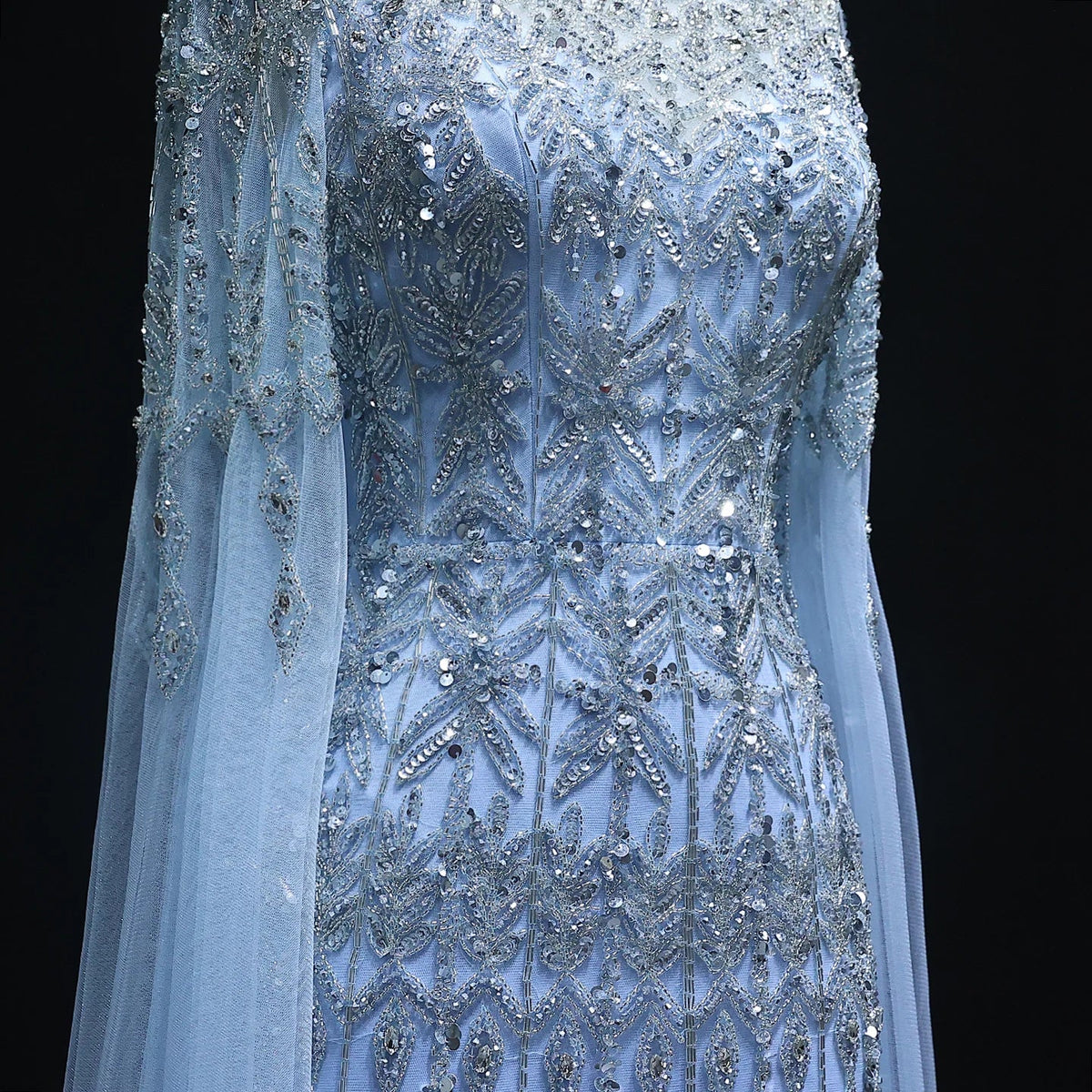 Dubai Caramel Mermaid Evening Dresses with Cape Sleeves SS044