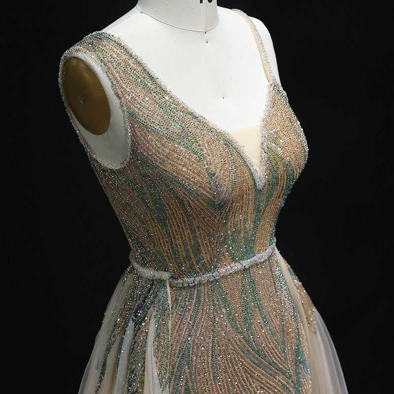 Dusty Pink Champagne Evening Dresses with Overskirt SS052