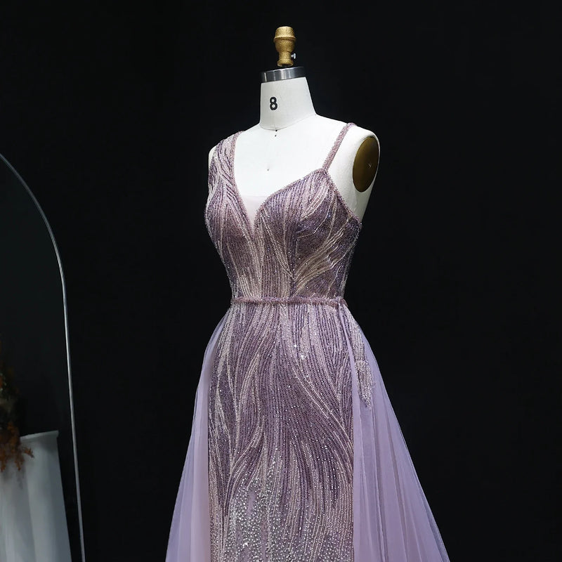Dusty Pink Champagne Evening Dresses with Overskirt SS052