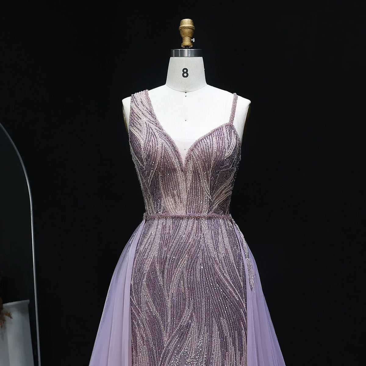 Dusty Pink Champagne Evening Dresses with Overskirt SS052