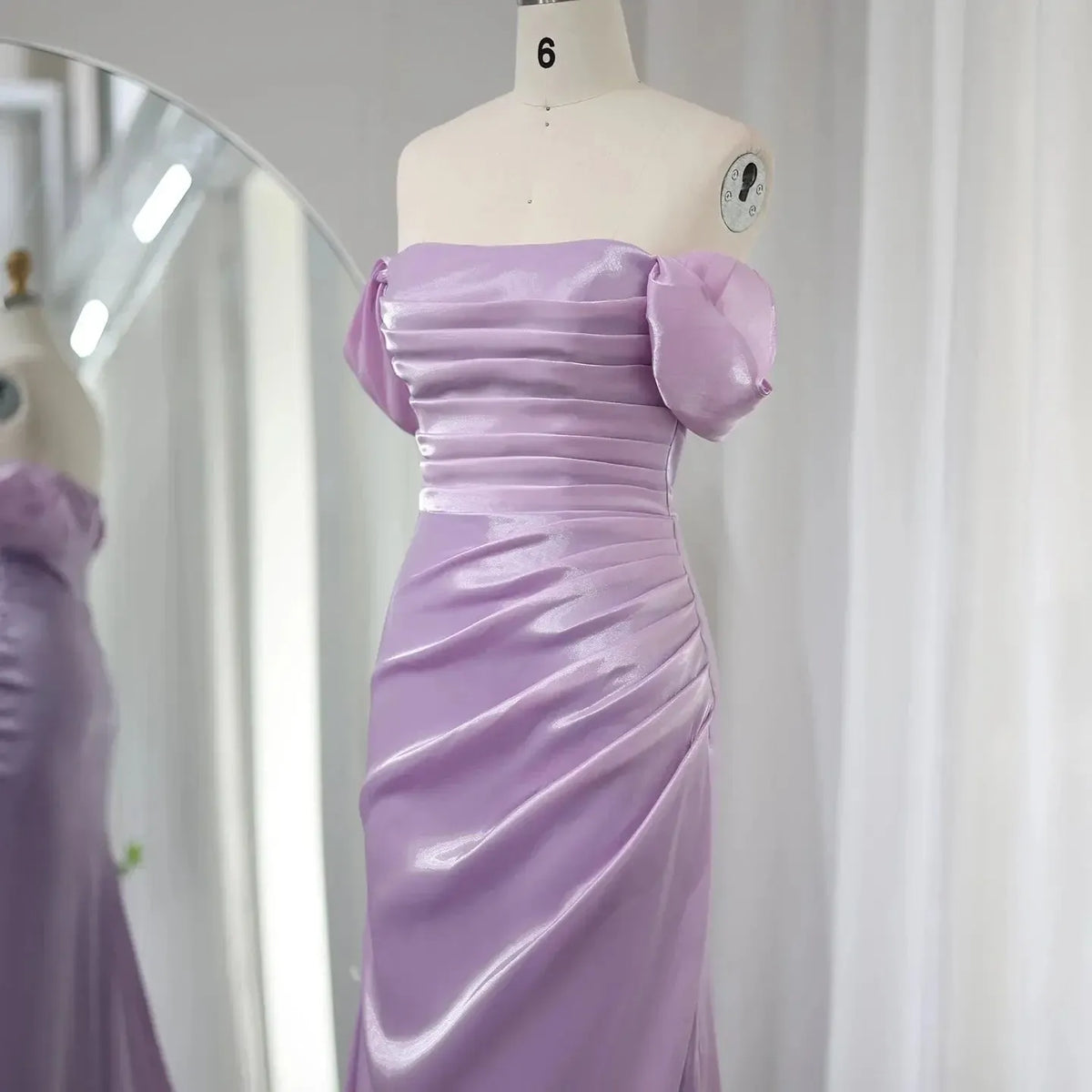 Elegant Off Shoulder Arabic Mermaid Beige Evening Dress SF001