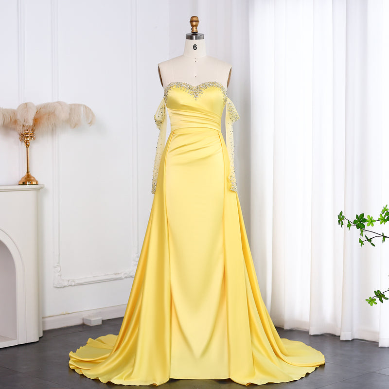 Elegant Sweetheart Yellow Satin Evening Dress SS586