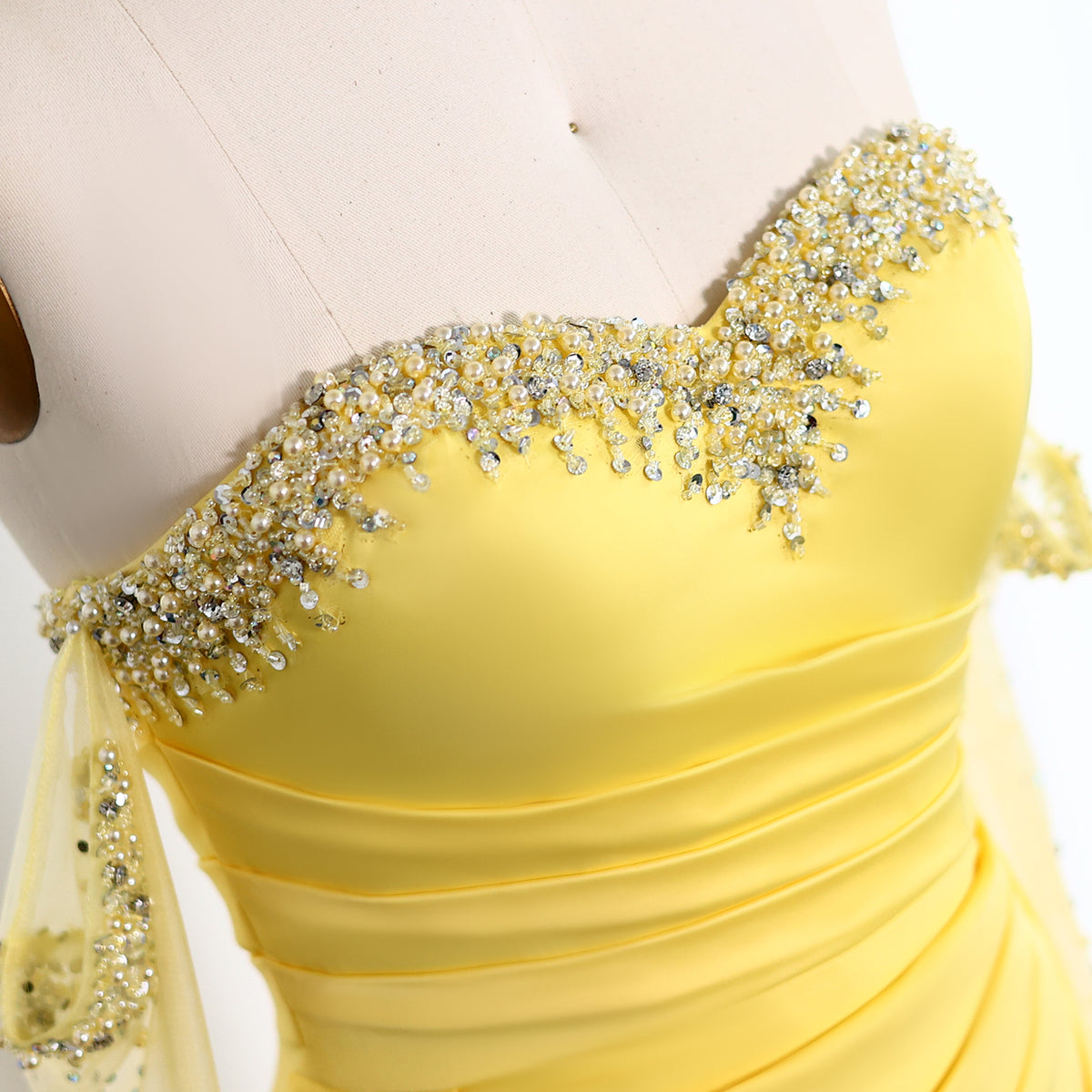 Elegant Sweetheart Yellow Satin Evening Dress SS586