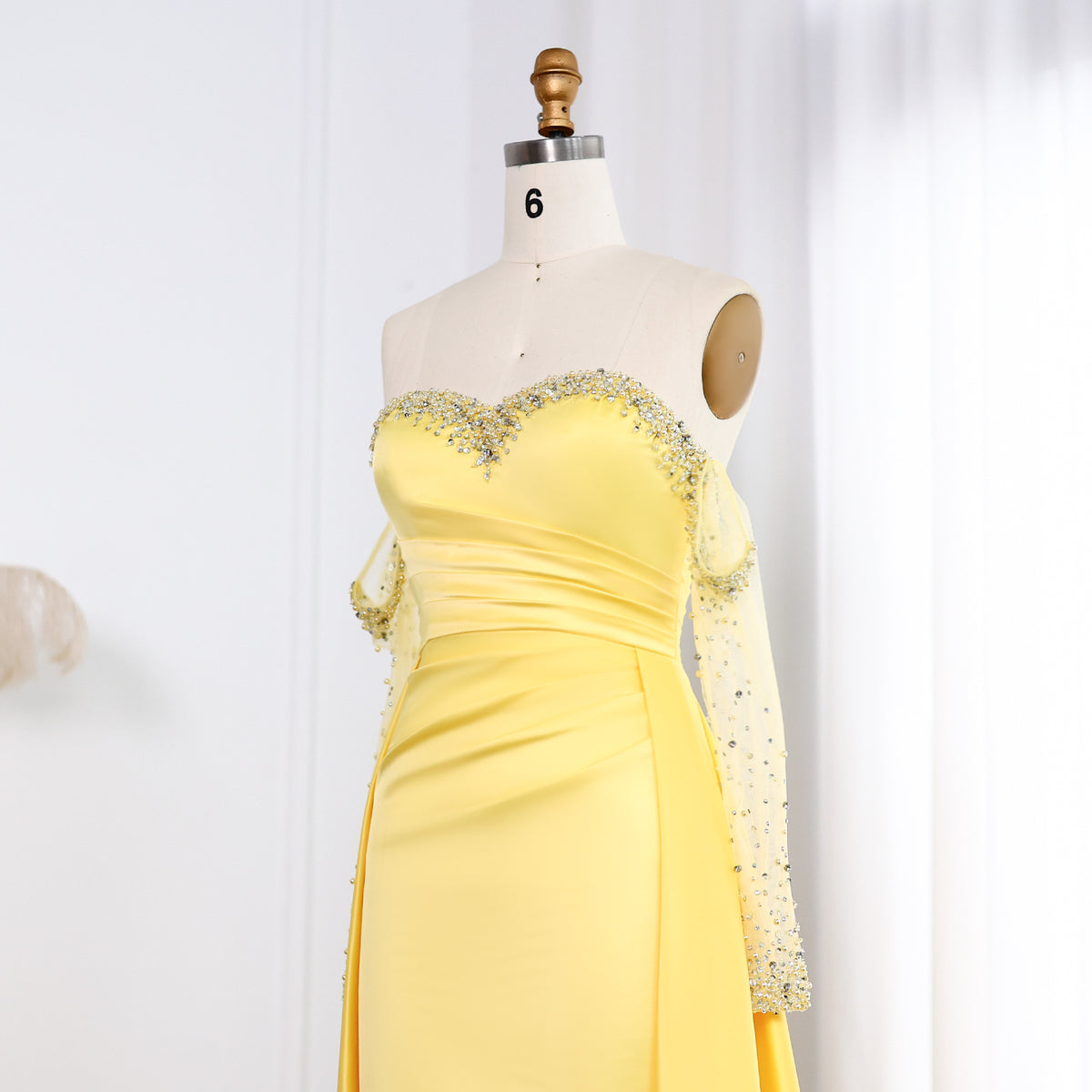 Elegant Sweetheart Yellow Satin Evening Dress SS586