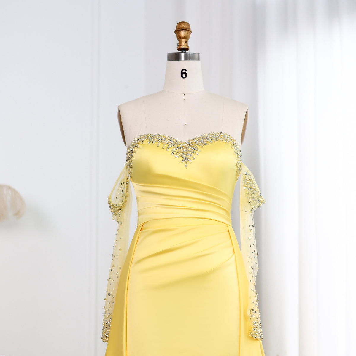 Elegant Sweetheart Yellow Satin Evening Dress SS586