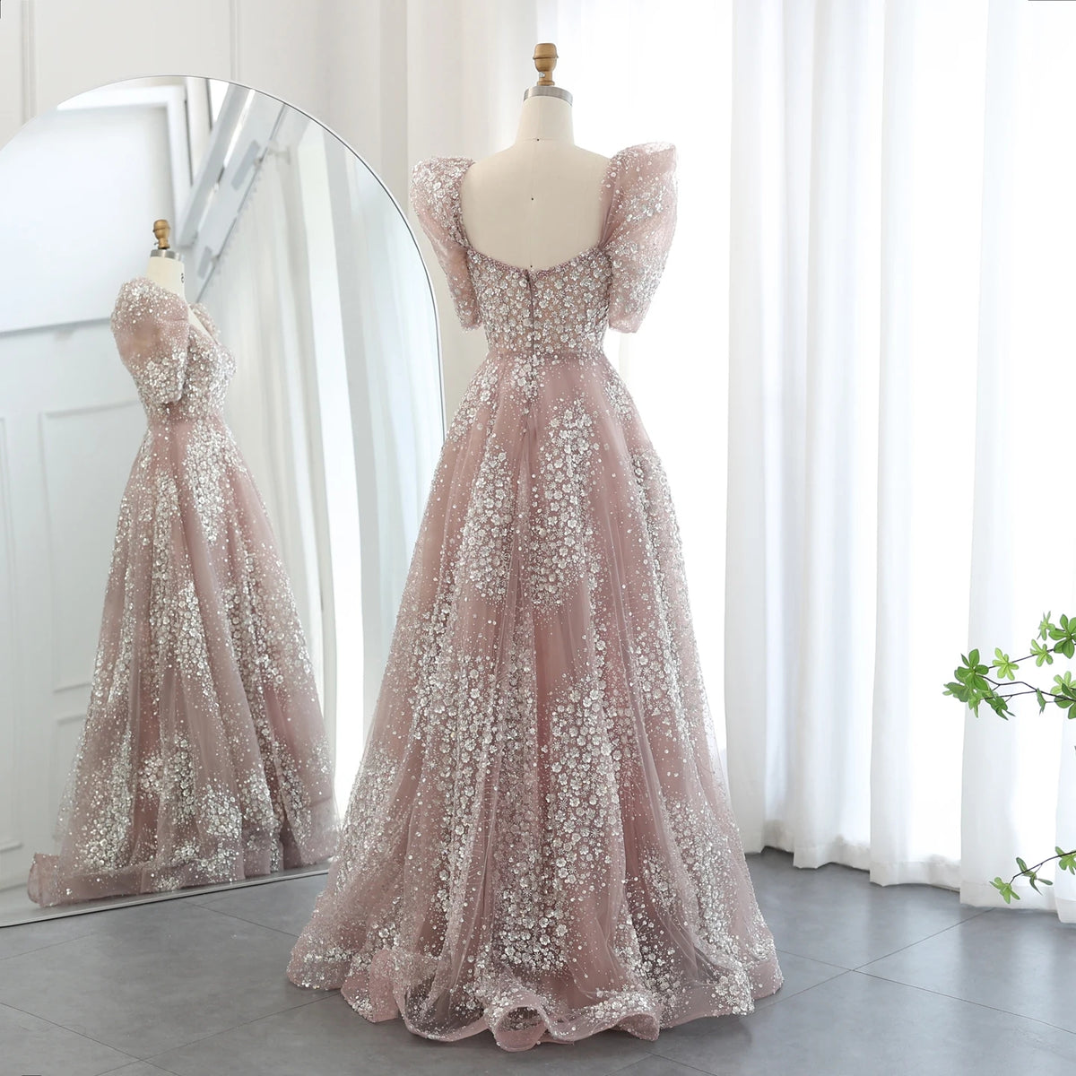 Glitter Lime Green Luxury Dubai Evening Dress Engagement Arabic Gowns SS155