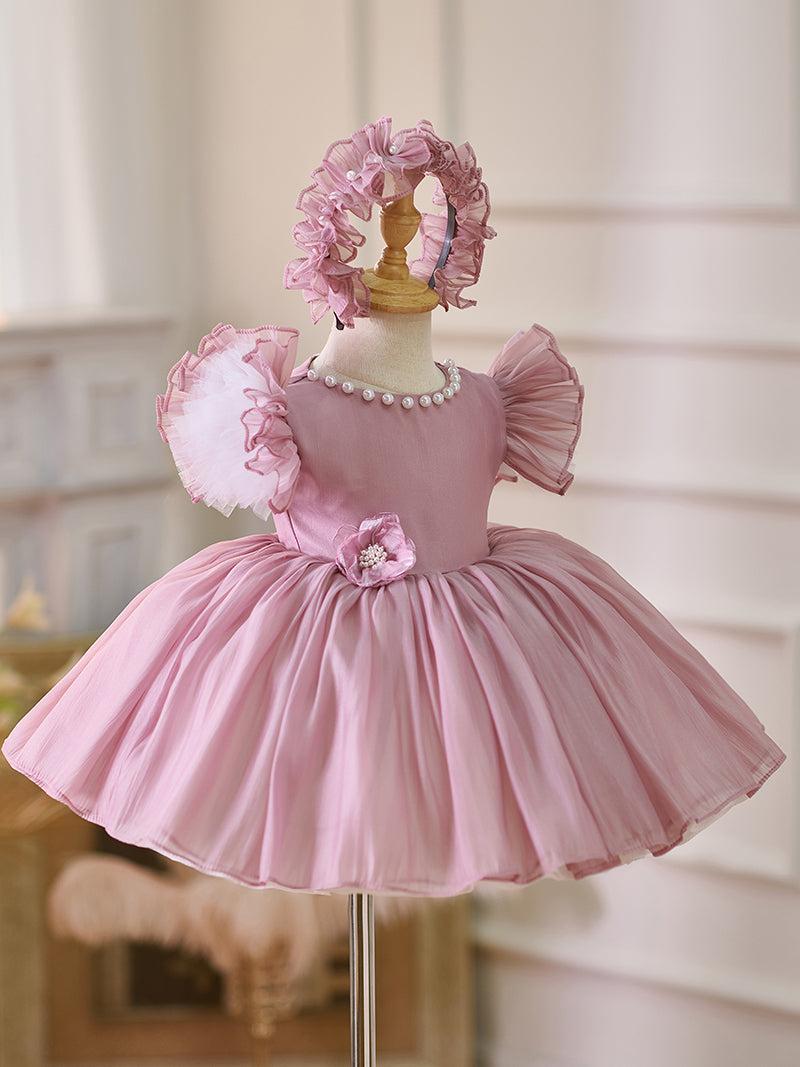 Jill Blue/Green Baby Puffy Sleeve Adorable Girl Dress with Flowers J035