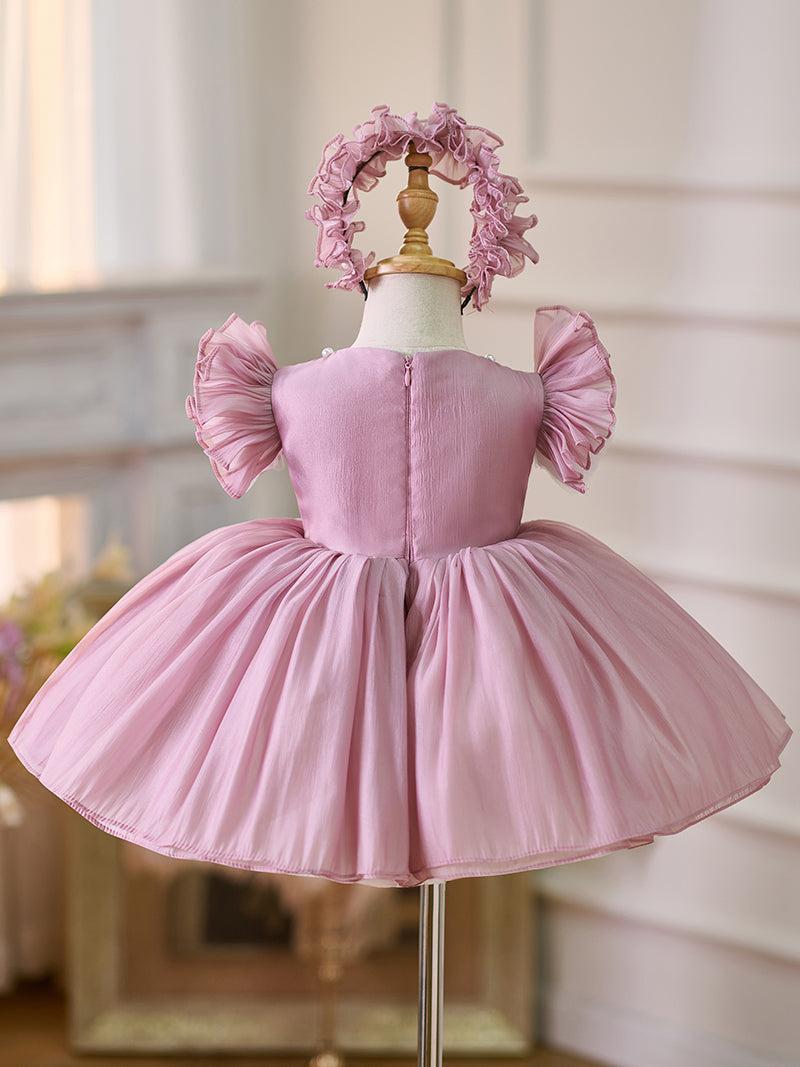 Jill Blue/Green Baby Puffy Sleeve Adorable Girl Dress with Flowers J035