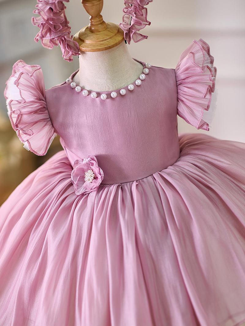 Jill Blue/Green Baby Puffy Sleeve Adorable Girl Dress with Flowers J035