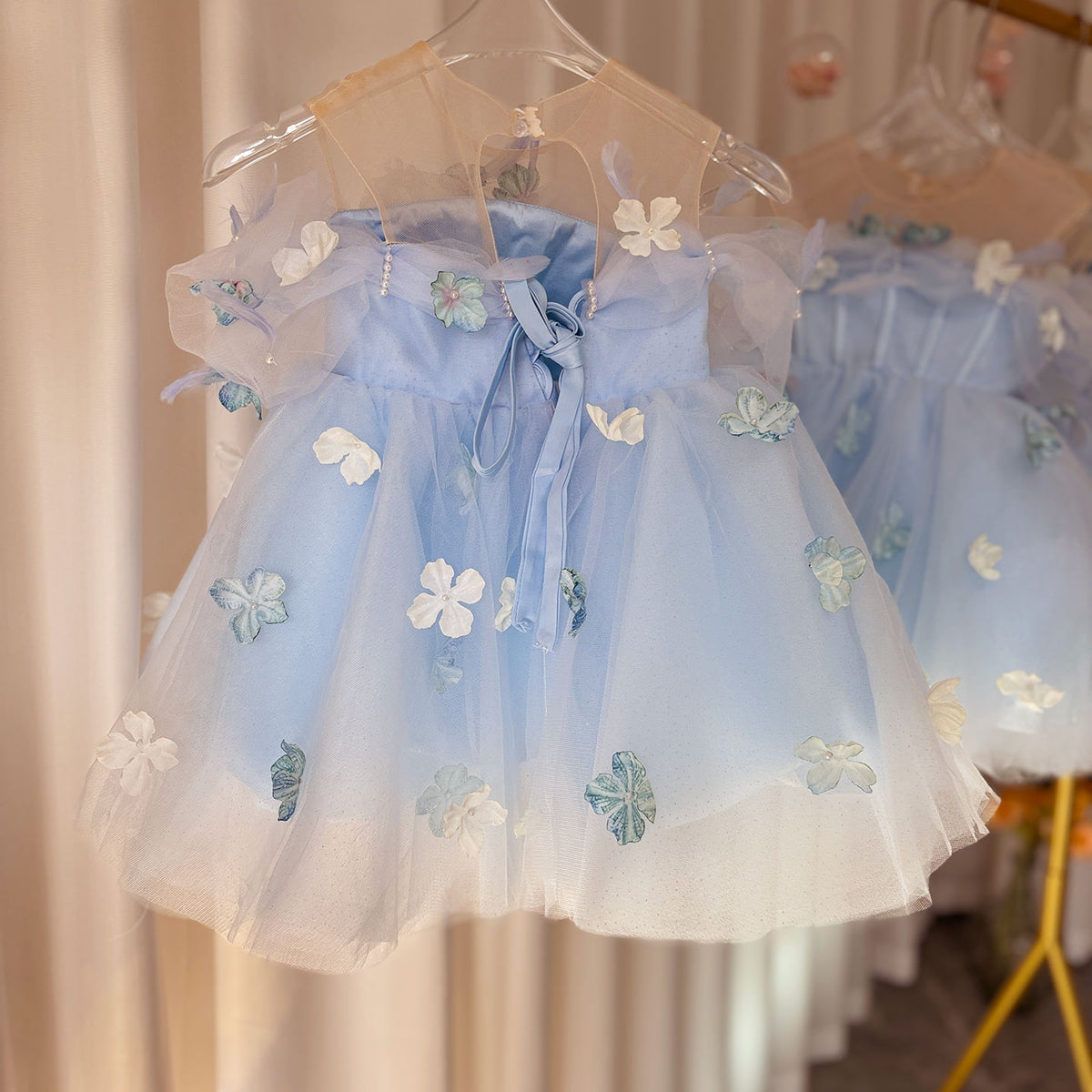 Jill Elegant Blue Girl Bridesmaides Girl Dresses J192