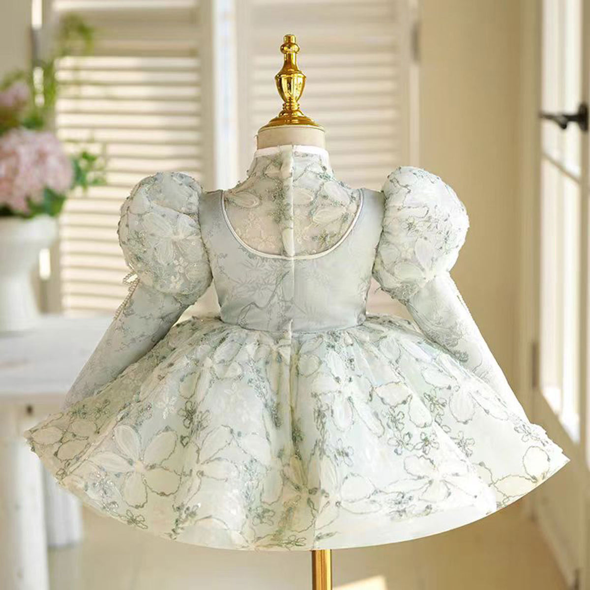 Jill Elegant Green Flower Girl Dress Princess Kids 1st Birthday J786