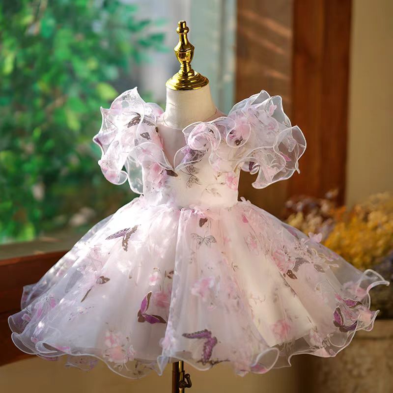 Jill Elegant Pink Colorful 1st Birthday Girl Dress J218