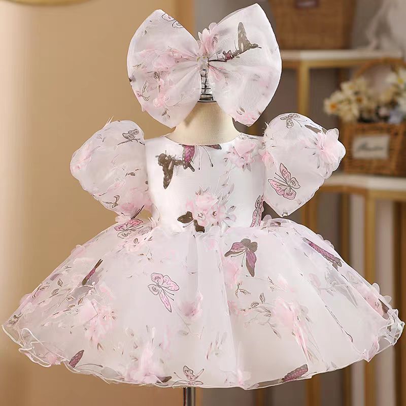 Jill Elegant Pink Colorful 1st Birthday Girl Dress J218