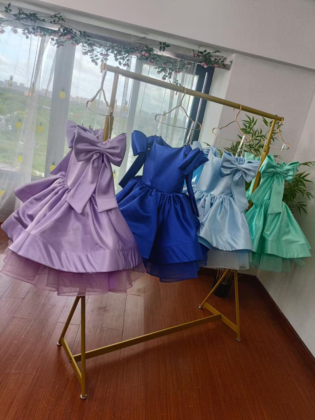 Jill Elegant Satin Fuchsia Girl Dress Off-Shoulder White Princess J159