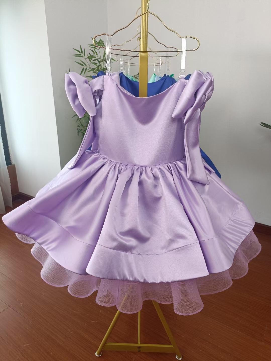 Jill Elegant Satin Fuchsia Girl Dress Off-Shoulder White Princess J159