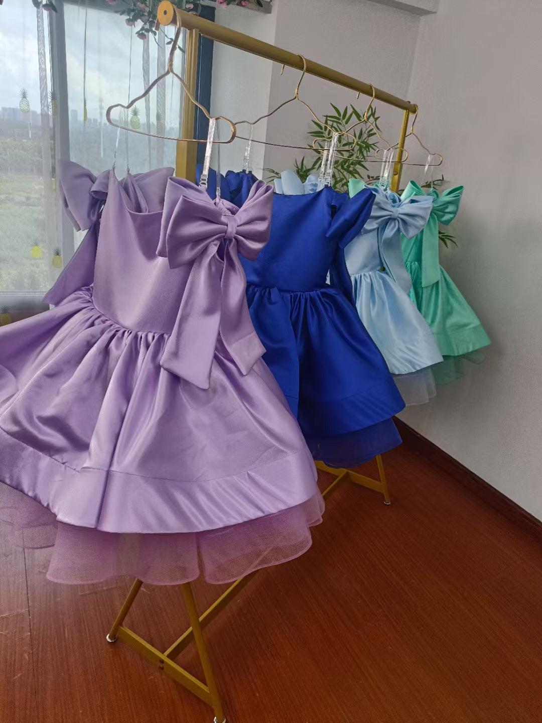 Jill Elegant Satin Fuchsia Girl Dress Off-Shoulder White Princess J159