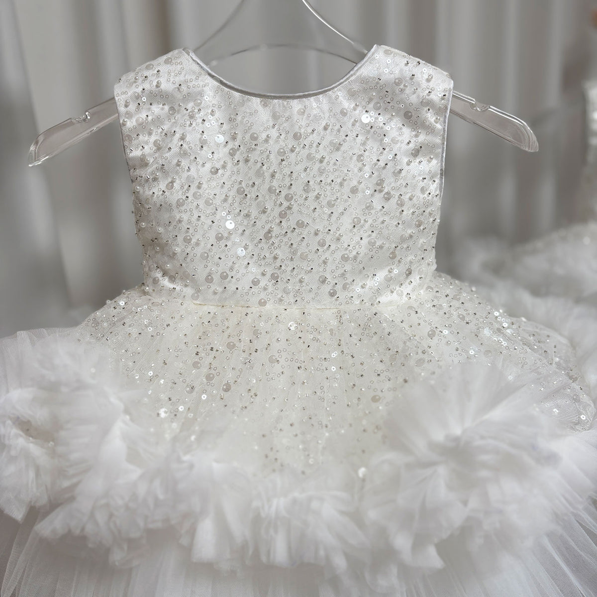 Jill Fuchsia Baby Beading Lace Knee Length Girl Birthday Dress J049