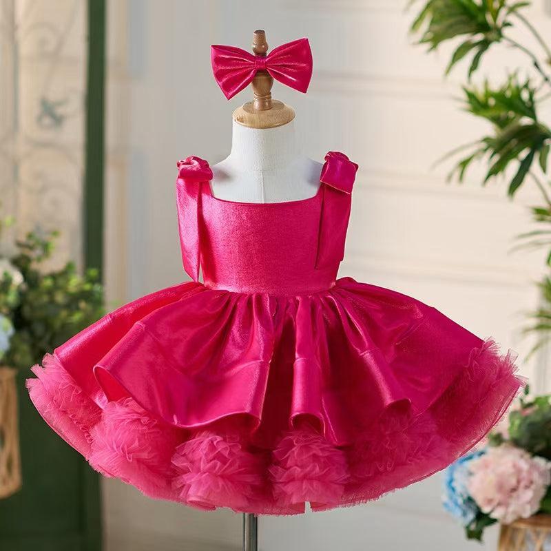 Jill Green Satin Square Collar Baby Knee Length Girl Dress J221