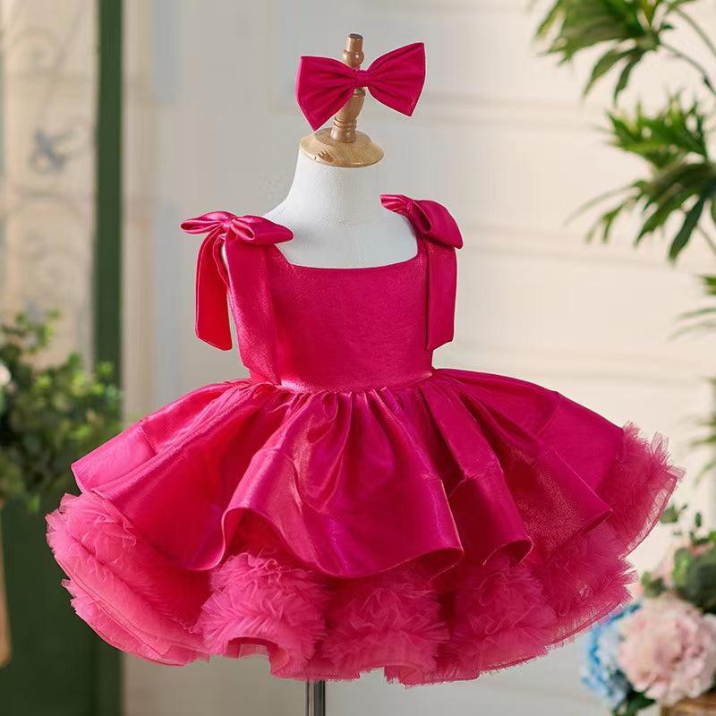 Jill Green Satin Square Collar Baby Knee Length Girl Dress J221