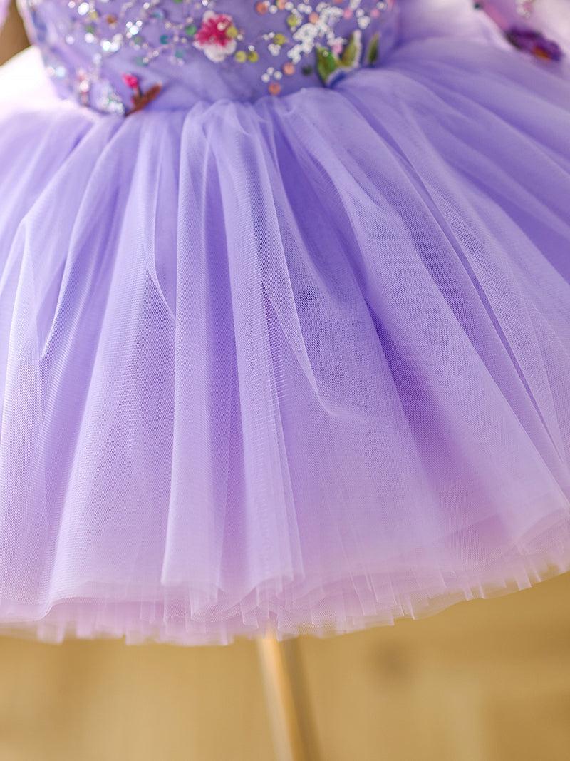 Jill Lilac Baby Long Sleeve Adorable Knee Length Girl Dress J055