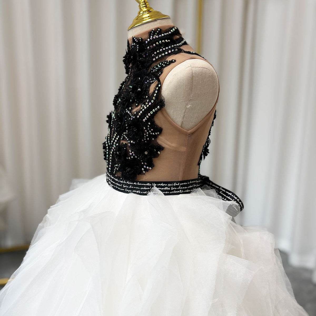 Jill Luxury Black-White Girl Bridesmaides Birthday Dresses J189