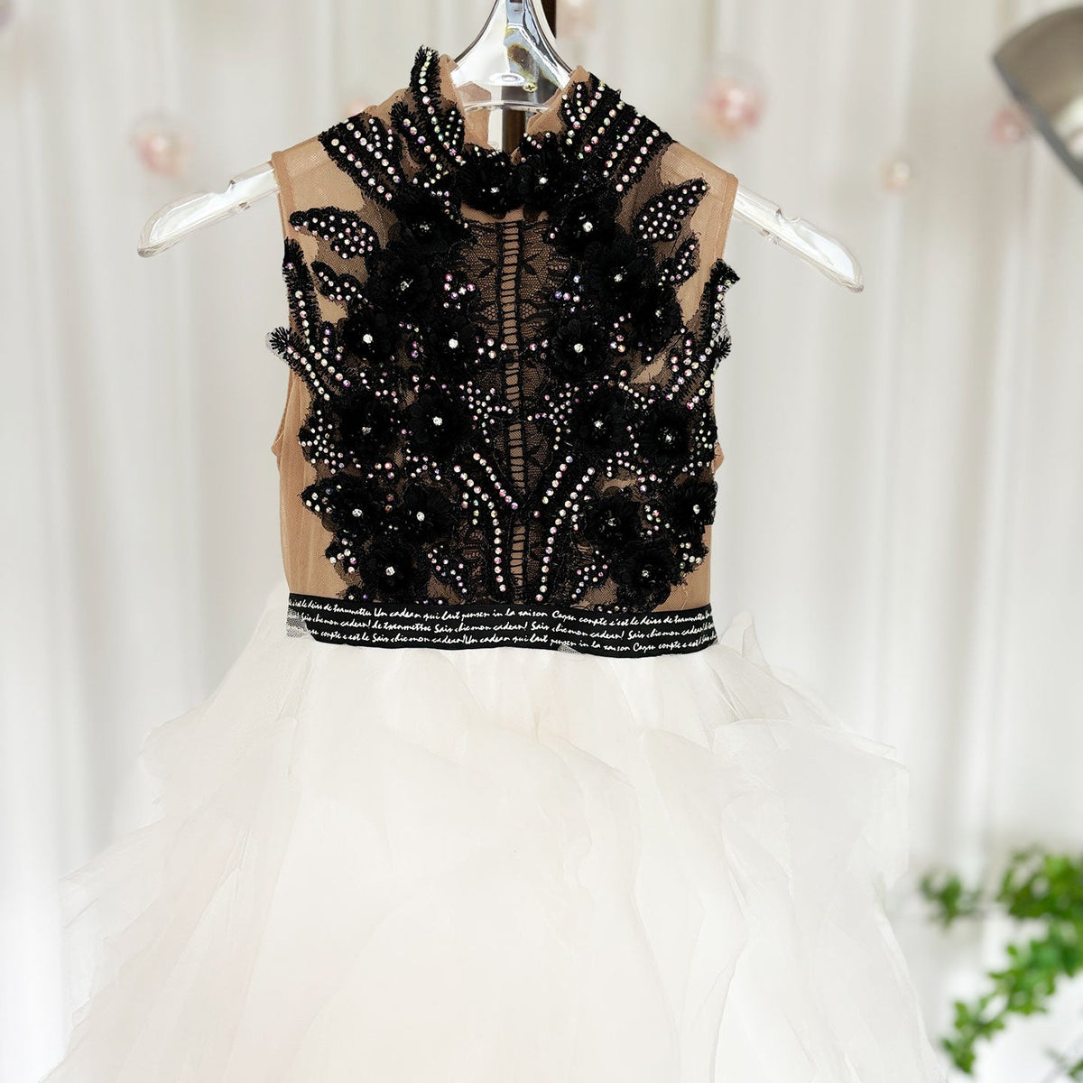 Jill Luxury Black-White Girl Bridesmaides Birthday Dresses J189