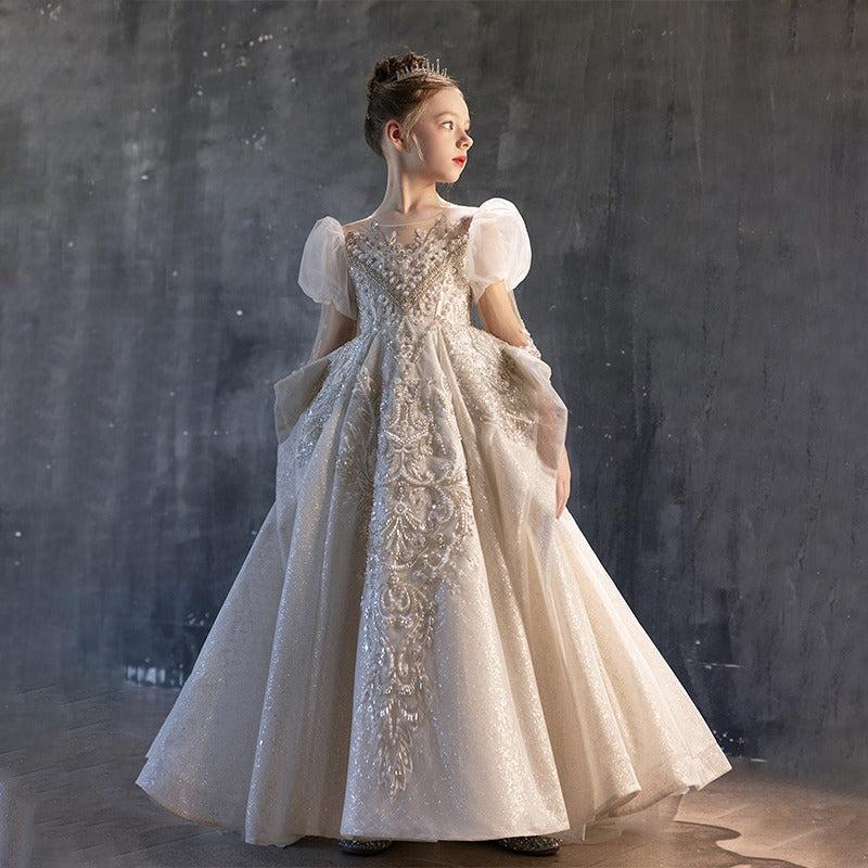 Jill Luxury Ivory Girl Bridesmaides Dress Dubai J185