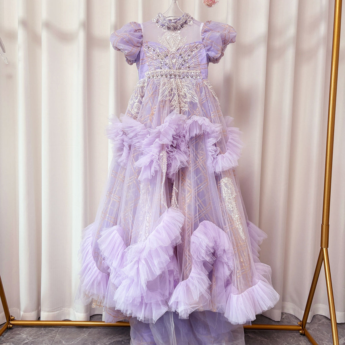 Jill Luxury Luxury Beaded Lilac Girl Dress Arabic Long Dress J184