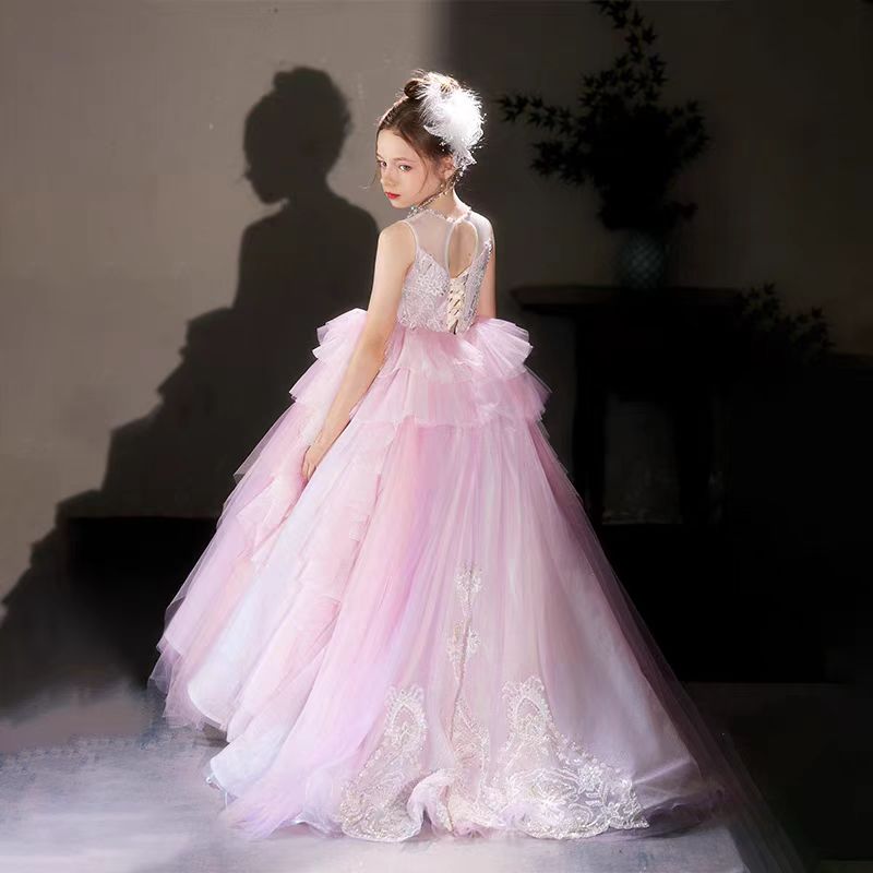 Jill Luxury Pink Beading Princess Birthday Girl Dress J125