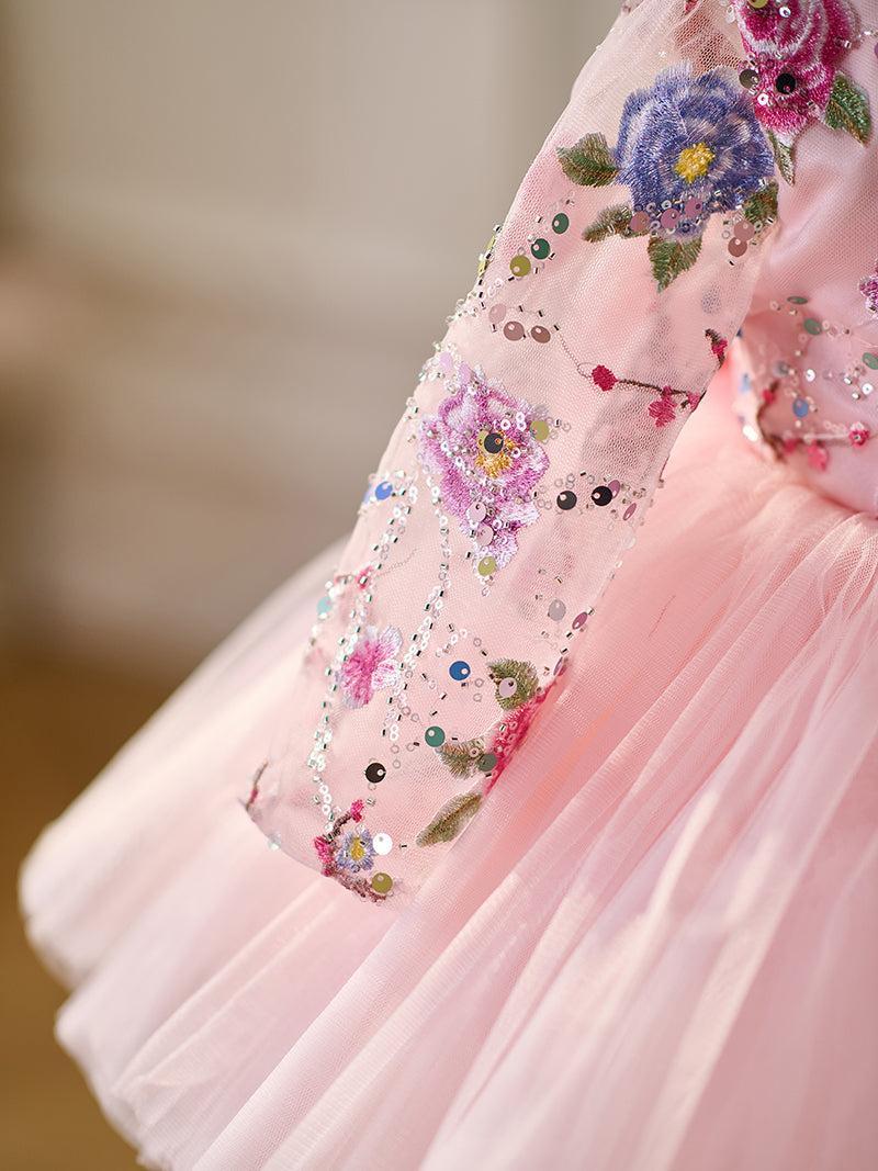 Jill Pink Baby Lace Long Sleeve Adorable Baby Birthday Girl Dress J054