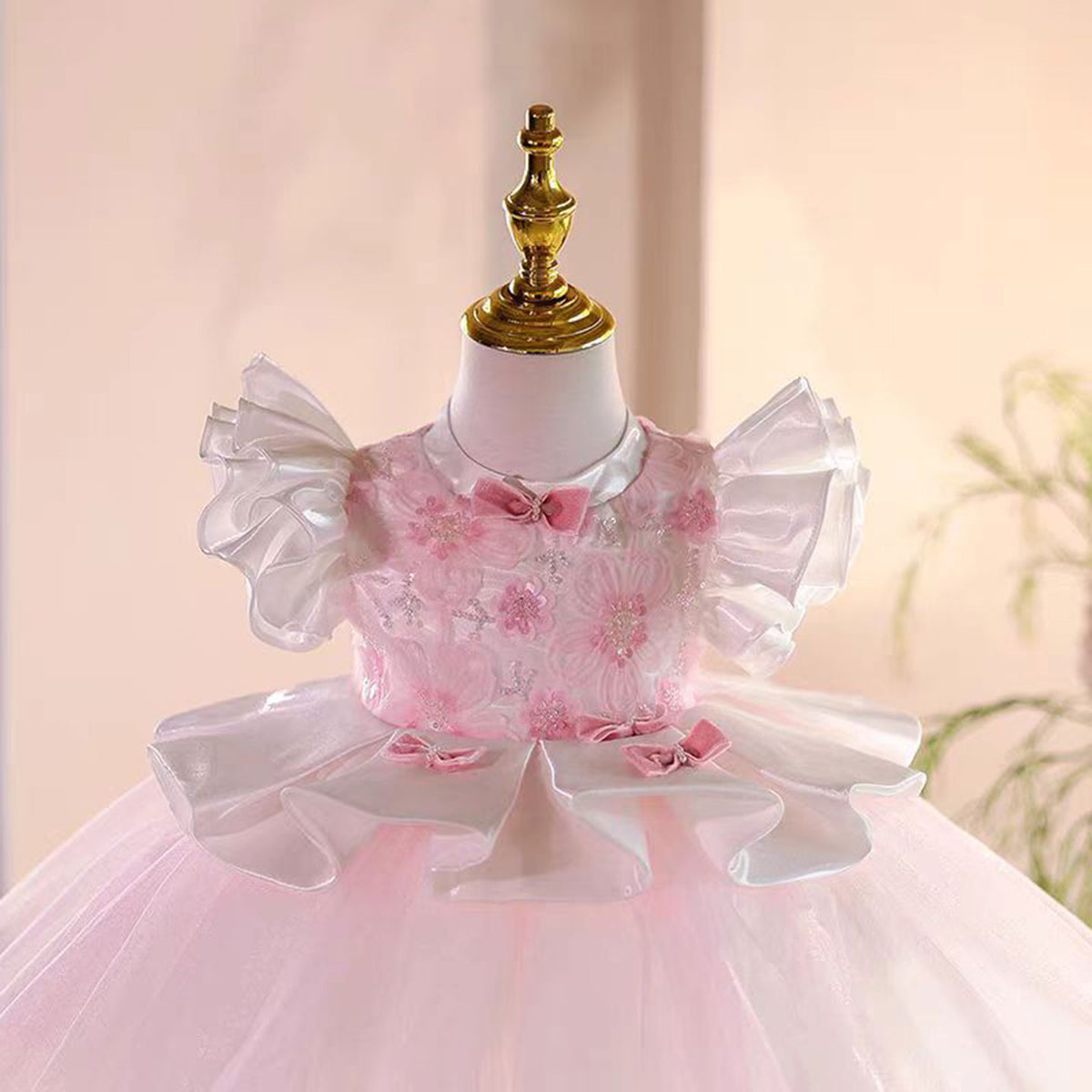 Jill Pink Flower Girl Dress Toddler Kids 1st Wedding Birthday Party Ball Gown J487