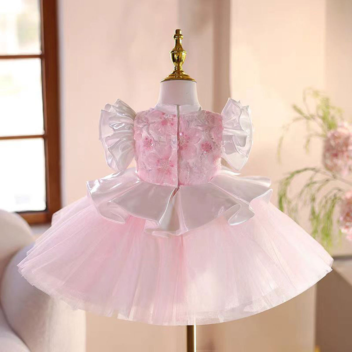 Jill Pink Flower Girl Dress Toddler Kids 1st Wedding Birthday Party Ball Gown J487
